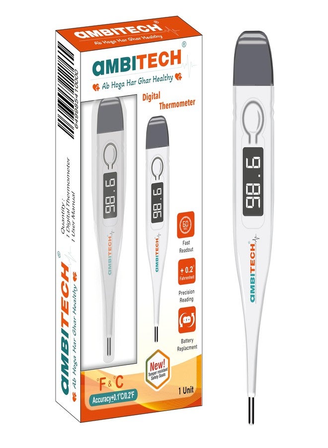 AmbiTech PHX-01 Digital Thermometer with One Touch Operation For Child and Adult Oral or Underarm Use |Made in India|1 Year Warranty - Image 1