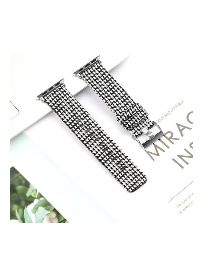 NIBEMINENT D Style Canvas Wrist Strap For Apple Watch Series 7 41mm/6 & SE 5 4 40mm/3 2 1 38mm Black/White - Image 2