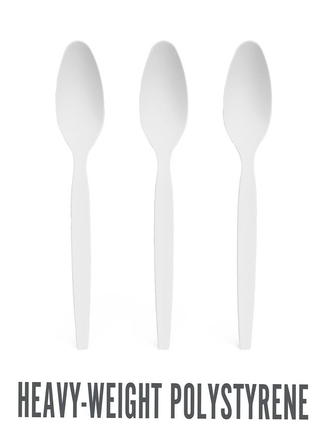 PERK Staples Perk Plastic Spoons, Heavy-Weight Disposable Silverware, Perfect For Breakfast, Snacks, Desserts, 100-Pack, White - Image 3