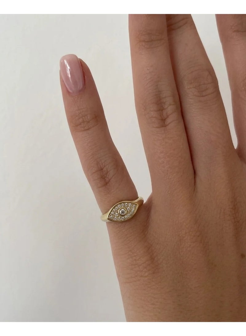 crystal evil eye pinky ring (gold plated)