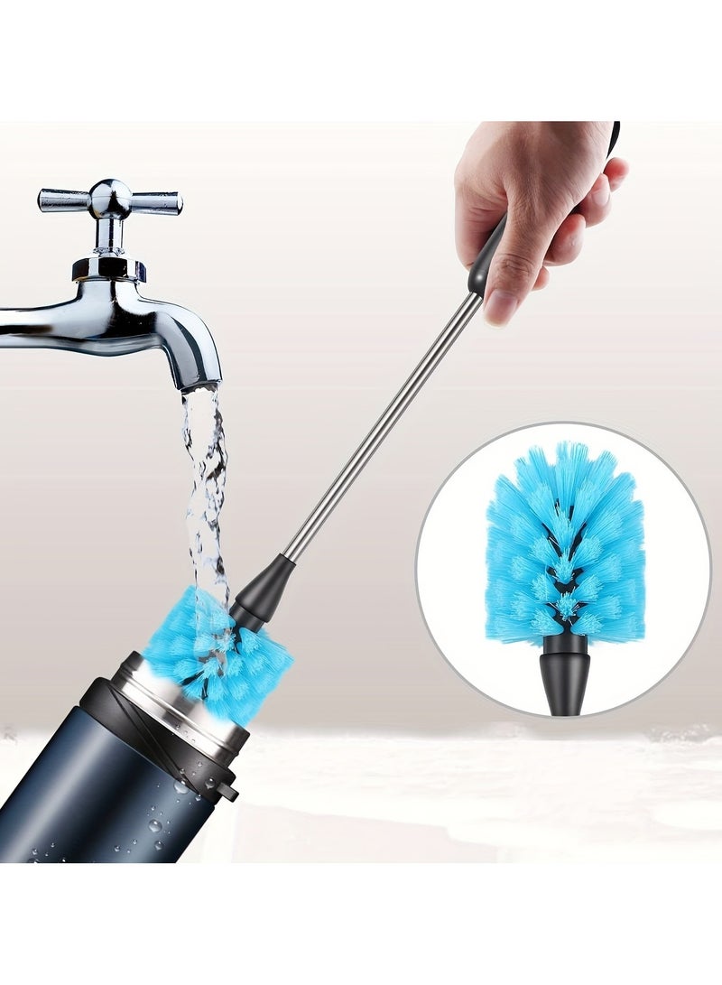 3pcs/set Long Handle Stainless Steel Water Bottle Brush for Easy Cleaning of Narrow Neck Bottles Coffee Mugs Tumblers and Flask Lids  - Image 4