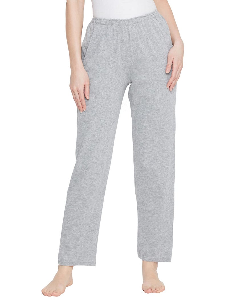 Clovia Women's Poly Cotton Solid Pyjama (LB0173P01M_Grey_M_Grey_M) - Image 1
