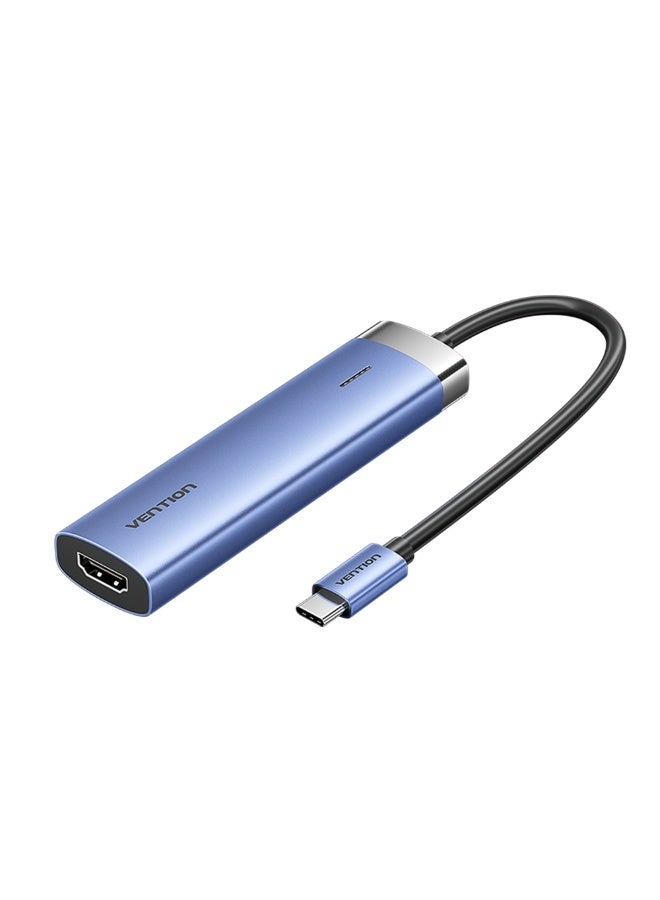 VENTION USB-C to HDMI/USB 3.0 x 3/PD Docking Station 0.15M Blue Aluminum Alloy Type Model # TGESB - Image 1