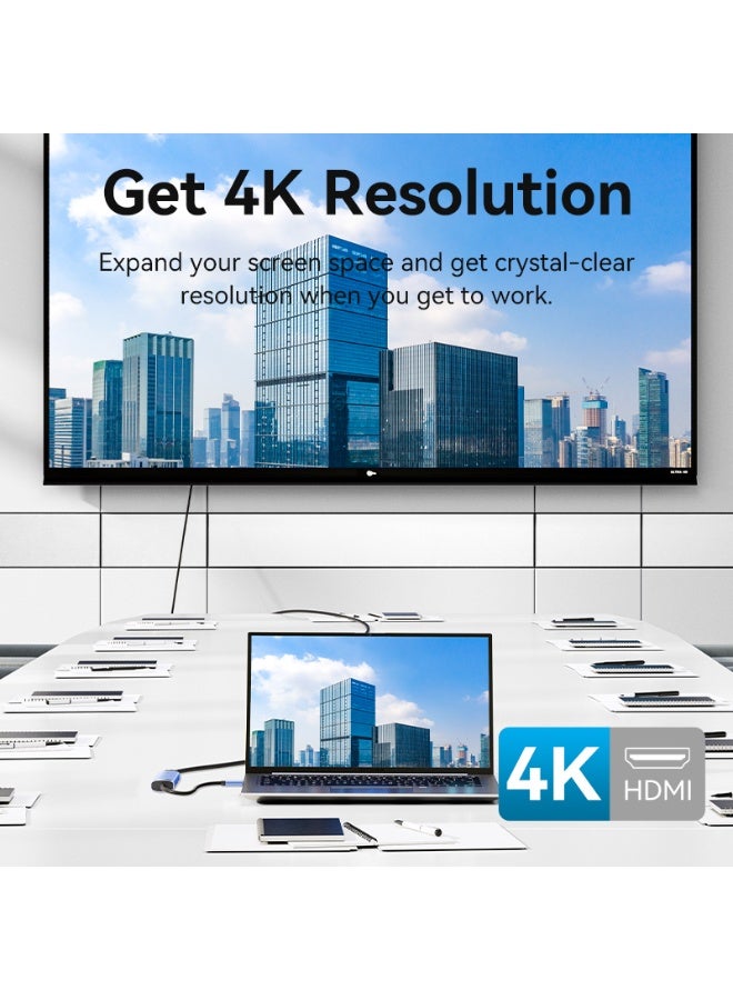 VENTION USB-C to HDMI/USB 3.0 x 3/PD Docking Station 0.15M Blue Aluminum Alloy Type Model # TGESB - Image 5