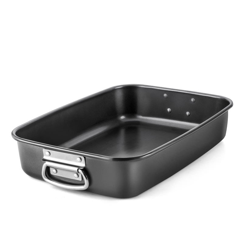 HONGBAKE Lasagna Pan 3 Inch Deep 15x10 Baking Pan for Oven Nonstick Cake Baking Dish for Brownie Roasting Pans with Stainless Steel Handles Heavy Duty Dishwasher Safe Dark Grey