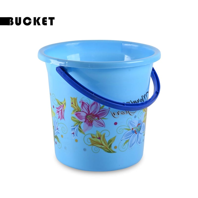 Kuber Industries Kuber Industries Set of 12 Bathroom Bucket Mug Set Bathroom Combo Set for Bathroom Hotels Laundry Each 6 Pieces Bucket18 L Mug500 ml Bathing Set Bathroom Accessories Set Blue  - Image 2