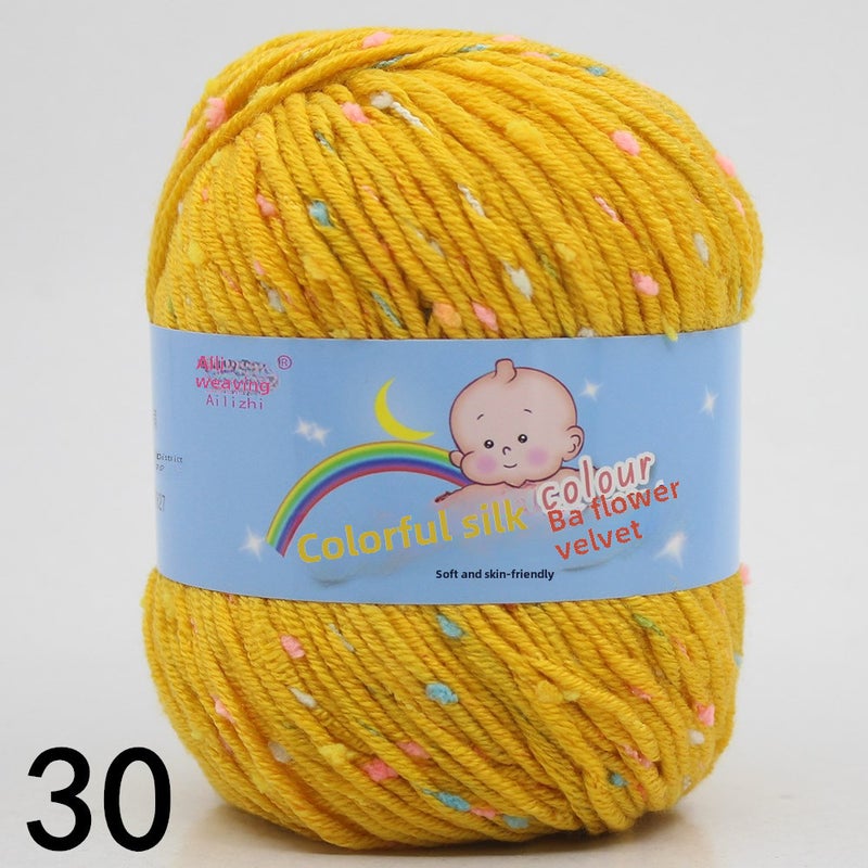 Multicolor Chunky Hand-Knit Yarn for DIY Sweaters 30 turmeric color dot B 