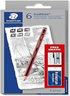 STAEDTLER Staedtler 61 110c6 tradition sketching pencil with mars plastic eraser/metal sharpener (pack of 6) 