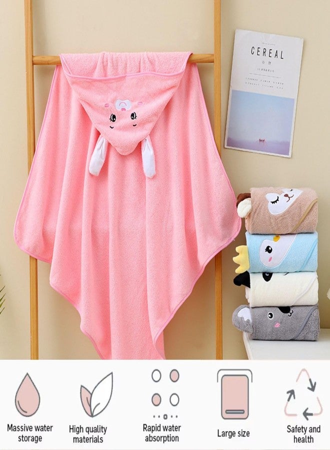 ZIKKU Ultra-Soft Baby Hooded Bath Towel | Cute Animal Design | Super Absorbent | Newborn to Toddler | Quick Dry & Gentle on Skin (Pink Rabbit) - Image 2