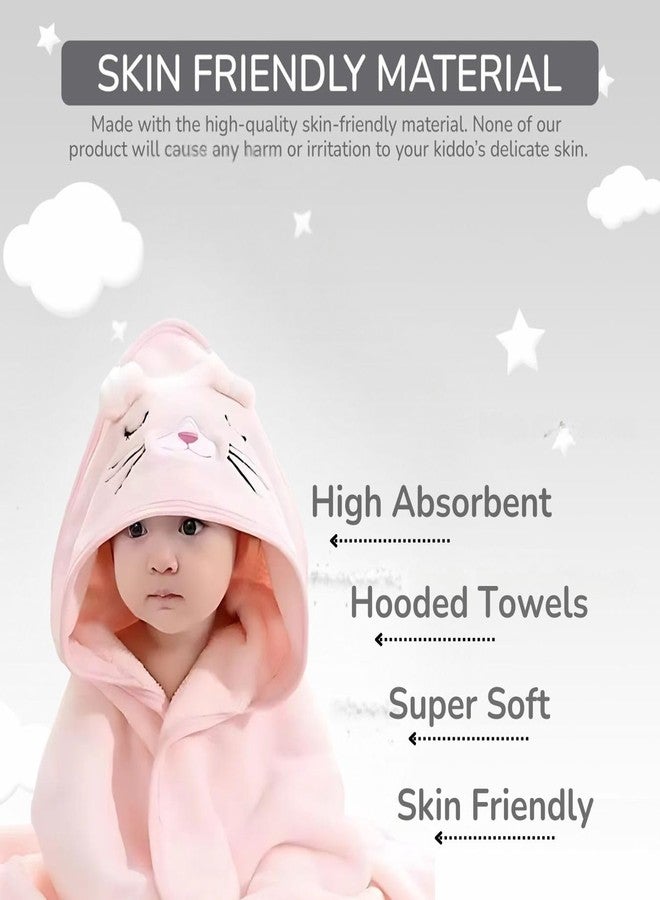 ZIKKU Ultra-Soft Baby Hooded Bath Towel | Cute Animal Design | Super Absorbent | Newborn to Toddler | Quick Dry & Gentle on Skin (Pink Rabbit) - Image 5