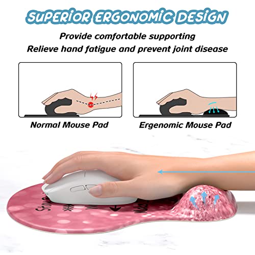 Hsurbtra Ergonomic Mouse Pad with Wrist Rest Support Gel Mouse Pads with NonSlip PU Base Pain Relief Memory Foam Computer Mat Cute Office Supplies Desk Decro Accessories Work Hard - Image 3