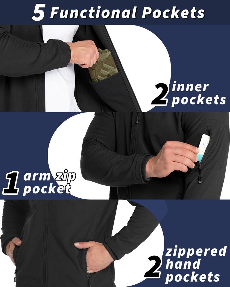 33,000ft Men's Hooded Softshell Jacket Waterproof Lightweight Insulated Windbreaker Fleece Lined Rain Shell Jacket - Image 2