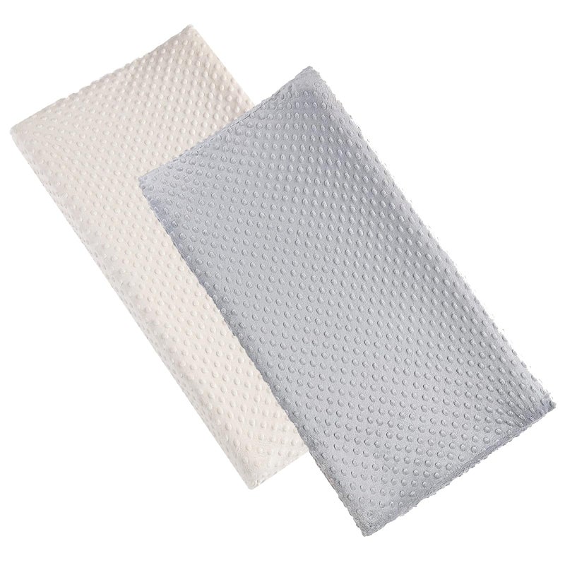 Aullar 2 Pack Solid Changing Table Pad Cover Cradle Sheet, Fits 32"/34''x16 Contoured Diaper Changing Pad, Dots Plush Changing Table Covers(Beige + Grey) - Image 1