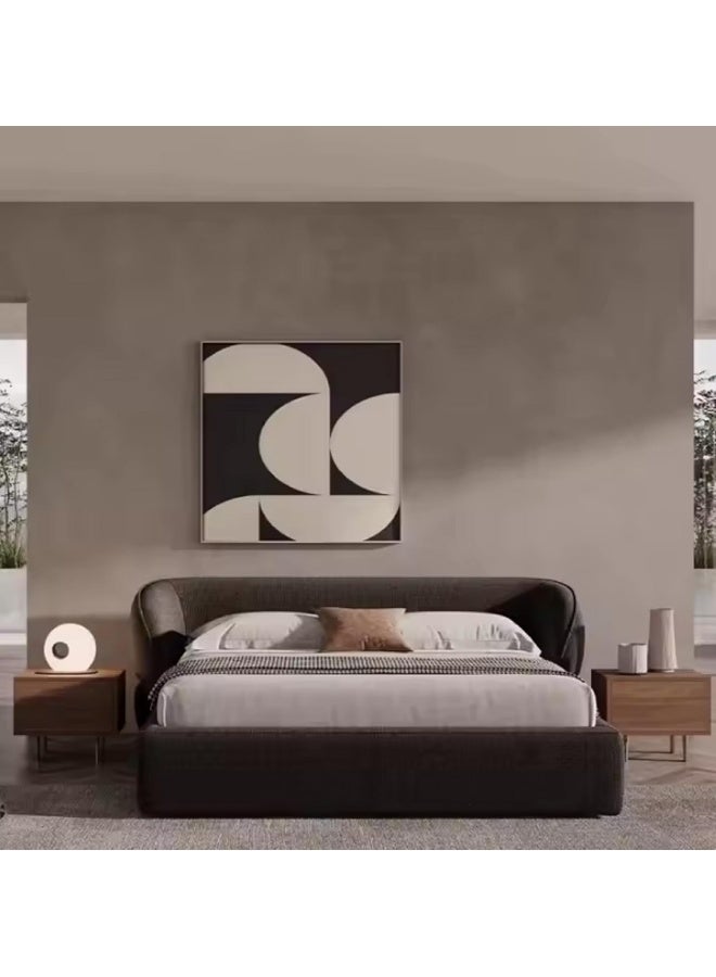 Modern Upholstered Bed  Stylish Fabric Bed for Villas & Apartments (Coffee, 180x200)