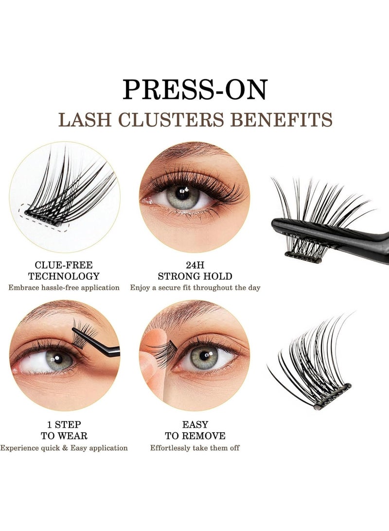 Self Adhesive Eyelashes, 120Pcs Natural Look, No Glue Needed, Reusable Lashes, Black, Synthetic Hair, Clusters - view 2