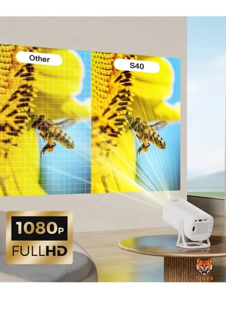TIGER - S40 Max 2-in-1 Smart Projector and Gaming Console – 4K HD Video, Android 11, WiFi 6, Bluetooth 5.0, Home Theater Projector with US Plug - Image 1