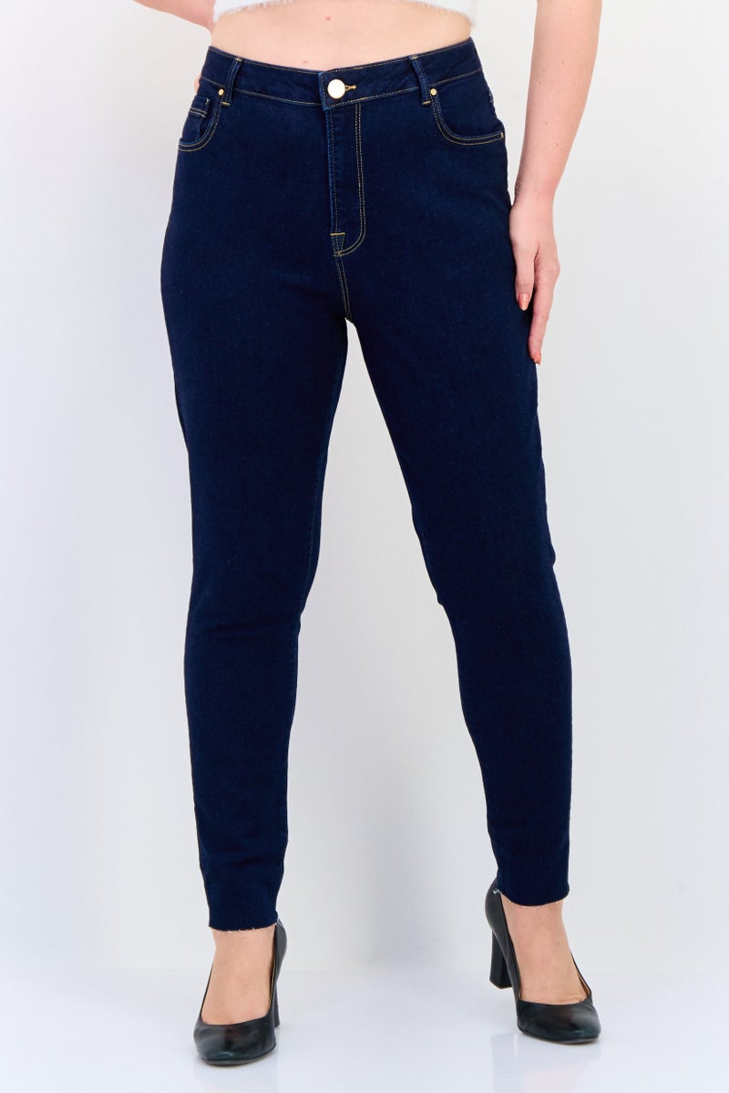 Another Sunday Women Regular Fit Solid Stretchable Denim Jeans, Navy - Image 1