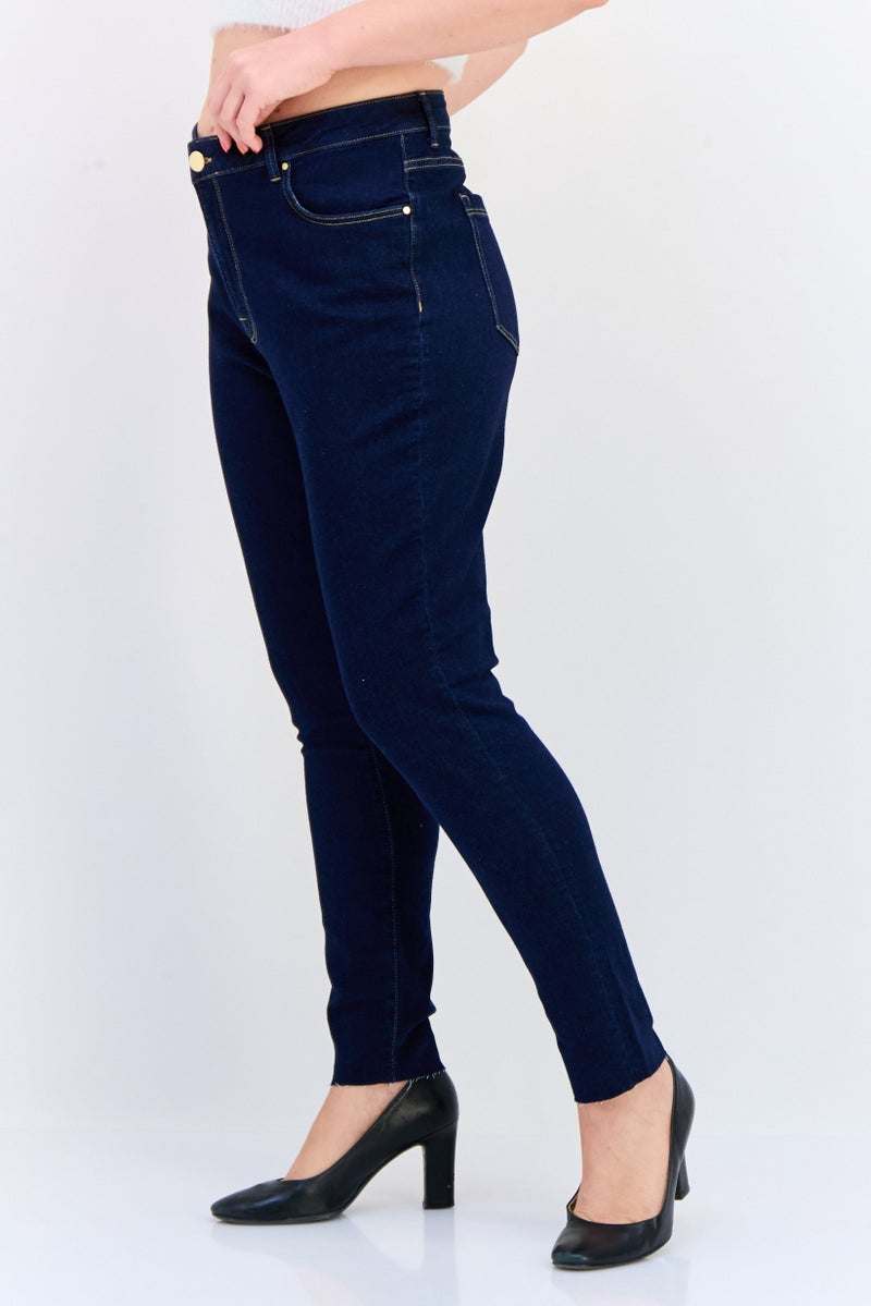 Another Sunday Women Regular Fit Solid Stretchable Denim Jeans, Navy - Image 3