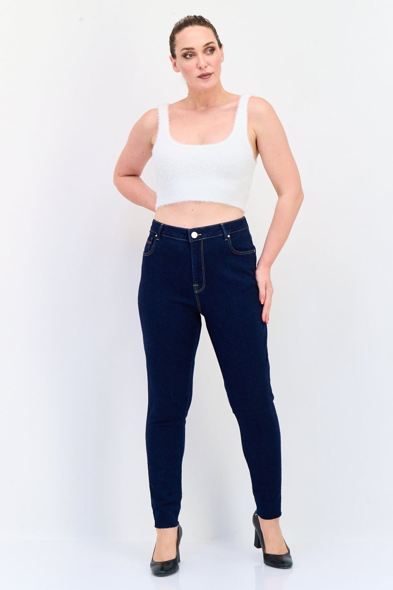 Another Sunday Women Regular Fit Solid Stretchable Denim Jeans, Navy - Image 2