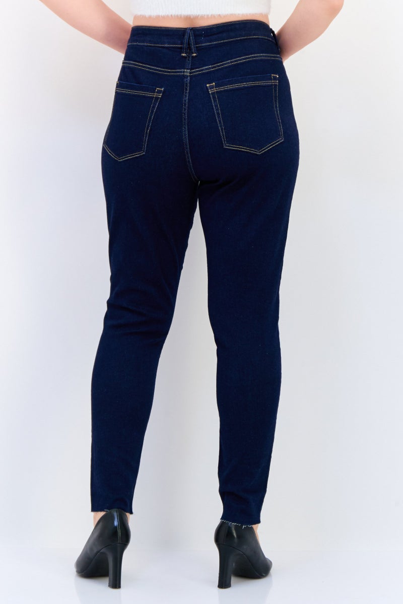 Another Sunday Women Regular Fit Solid Stretchable Denim Jeans, Navy - Image 4