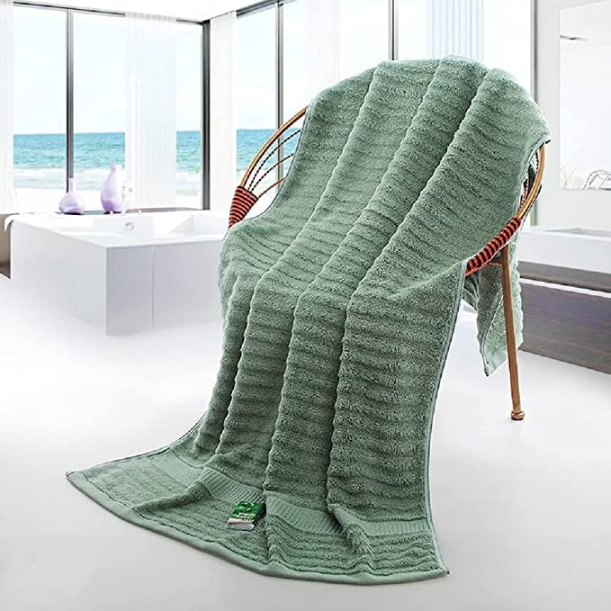 Mush Bamboo Ultra Soft & Super Absorbent Bath Towel | 600 GSM Bamboo Bath Towel Set of 2 | 29 X 59 Inches Extra Large Towels for Bath | Olive Green & Pink - Image 4