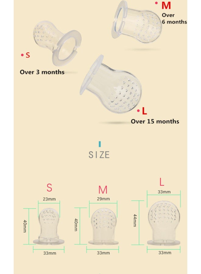 3-in-1 Baby Food Feeder Pacifier, Toddler Pacifier, Silicone Baby Fruit Pacifier, Baby Fruit and Vegetables Pacifier Set Include One Pacifier with 2 Extra S and L Nipples, Good for Starting Solids - Image 4