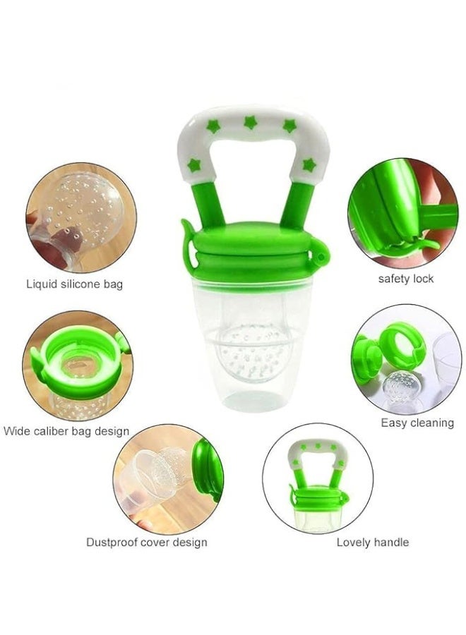 3-in-1 Baby Food Feeder Pacifier, Toddler Pacifier, Silicone Baby Fruit Pacifier, Baby Fruit and Vegetables Pacifier Set Include One Pacifier with 2 Extra S and L Nipples, Good for Starting Solids - Image 2