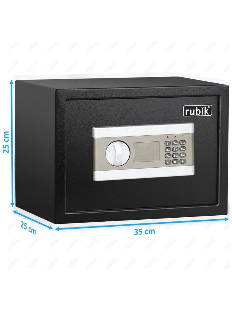 Rubik Safe Box Document Size With Digital Lock and Override Key For Home Office Shop Business RB-25EP (25x35x25cm, Black) - Image 3