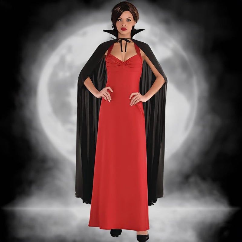 Amscan Full Length Black Cape Costume Accessory - Standard Size (Pack of 1) - Elegant, Mysterious Fabric Drape for Costumes & Occasions - Image 3