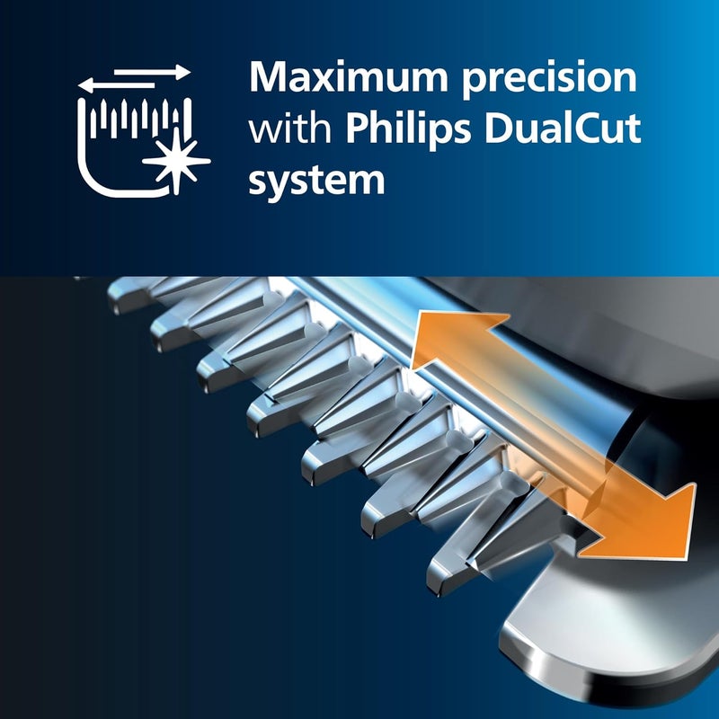 نوريلكو Philips Hair Clipper 7000 Series, Hair and Beard Trimmer, Precision Dial, PowerAdapt Sensor, Trim-and-Flow, DualCut, DuraPower, 28 Length Settings, 90 Min. Runtime, Model HC7650/40 - Image 5