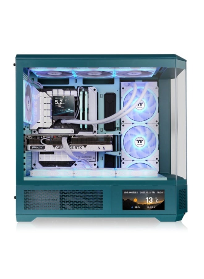 Thermaltake View 600 TG Transformative Teal Full Tower PC Case, E-ATX/ATX/M-ATX/Mini-ITX, 4× 4mm Tempered Glass Panels, Up to 10× 120/140mm Fans, 420mm/360mm Radiator Support, 480mm GPU Clearance, Rotational PCIe Slots, Built-in GPU Holder, USB-C, 8 Expansion Slots | CA-11H-00FTWN-00 Transformative Teal - Image 2
