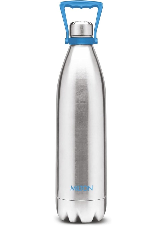 Milton زجاجة ماء ثيرموستيل ديو 2200 بسعة 24 ساعة للماء الساخن والبارد مع مقبض، 1 قطعة، 2.02 لتر، فضي | مقاومة للتسرب | زجاجة مكتبية | صالة رياضية | منزل | مطبخ | تسلق | رحلات | زجاجة سفر - Image 1