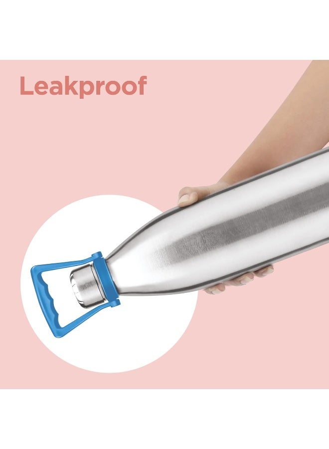 Milton زجاجة ماء ثيرموستيل ديو 2200 بسعة 24 ساعة للماء الساخن والبارد مع مقبض، 1 قطعة، 2.02 لتر، فضي | مقاومة للتسرب | زجاجة مكتبية | صالة رياضية | منزل | مطبخ | تسلق | رحلات | زجاجة سفر - Image 5