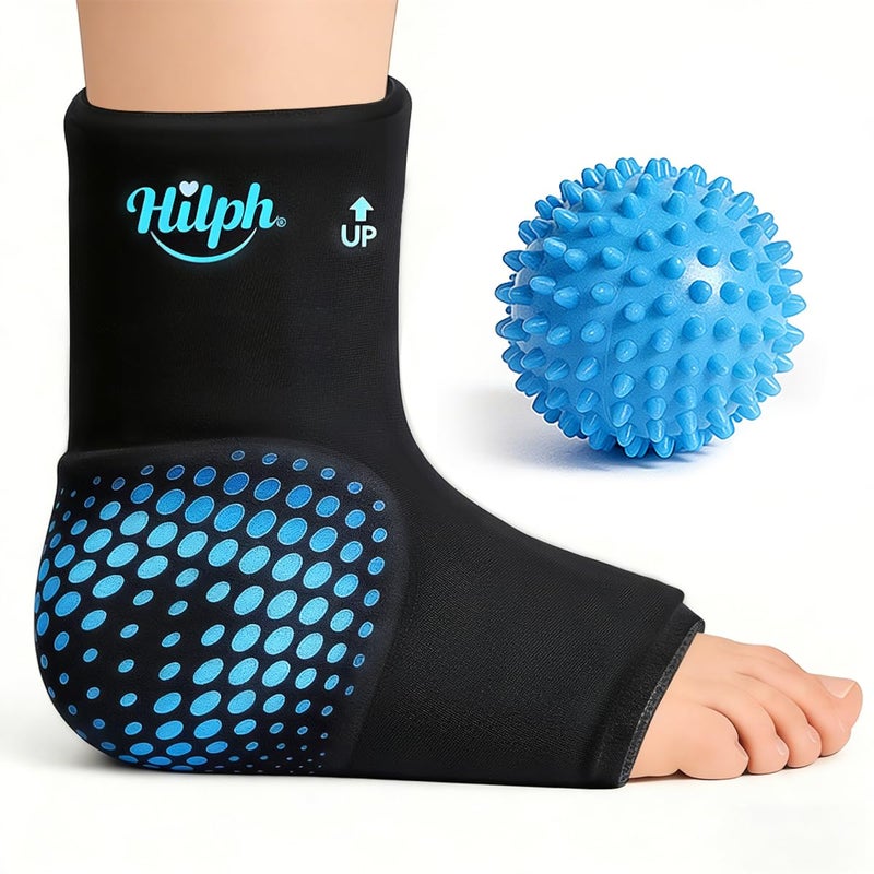 Hilph Ankle Ice Pack Wrap with Massage Ball - FSA Eligible HSA, Thickened Gel Ice Sleeve for Ankle Heel Pain Relief, Plantar Fasciitis & Achilles Tendonitis - Flexible Cold Pack for Ankle Foot Sprain - Image 1
