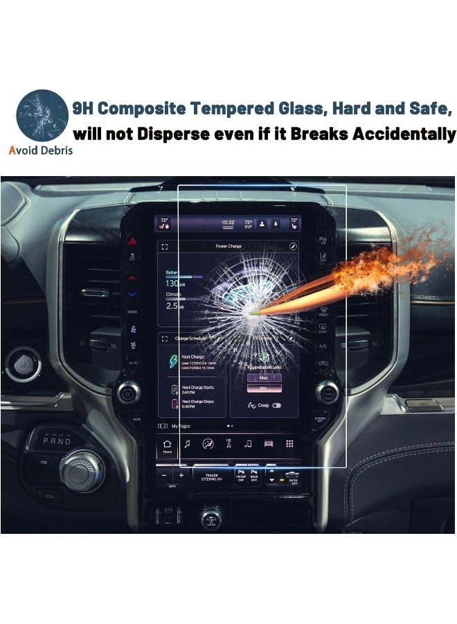 RUIYA 2019 2020 Dodge Ram 1500 2500 3500 Uconnect Touchscreen Car Display Navigation Tempered Glass Screen Protector 9H Anti-Scratch and Shock Resistant Touch High Clarity (12IN) - Image 3