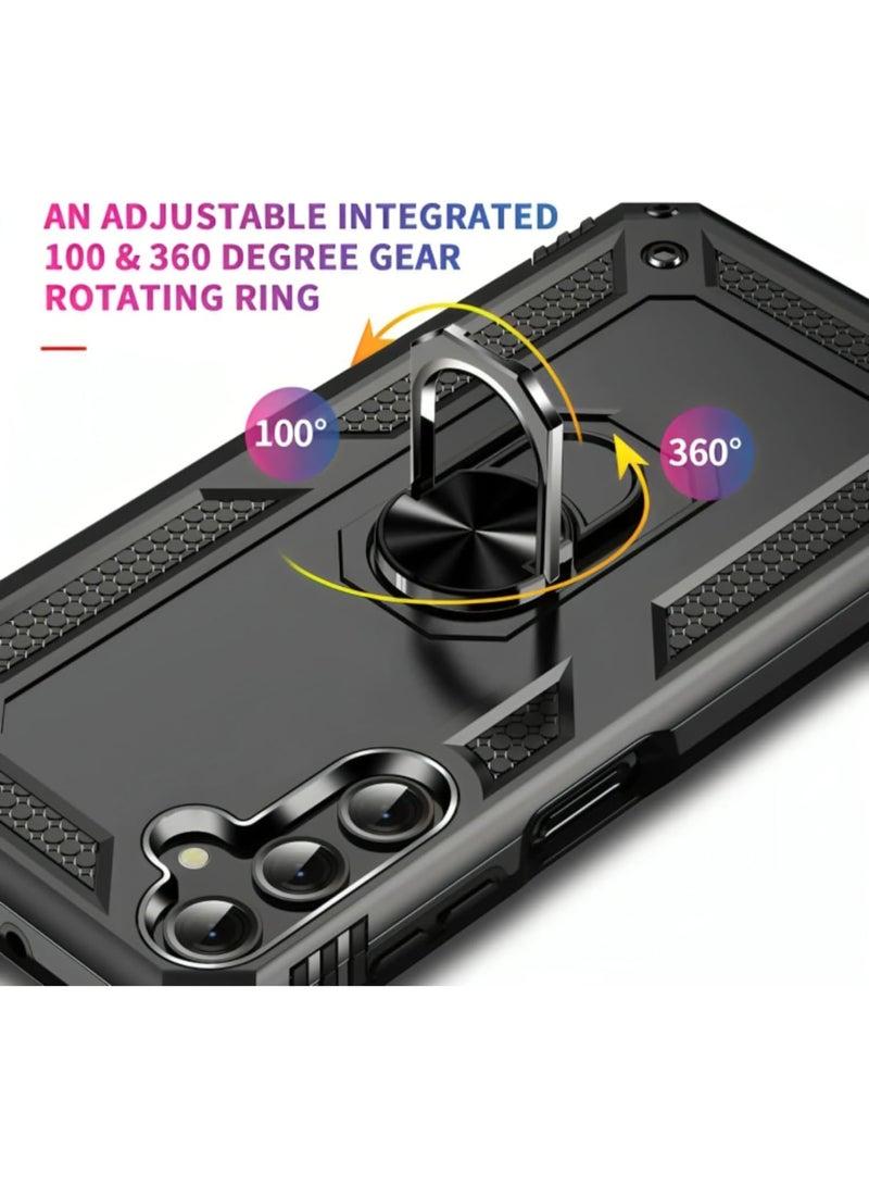 عام غطاء مغناطيسي لسامسونج جالاكسي A17 5G مع حامل حلقي، غلاف هاتف واقي بكامل الجسم 【درجة عسكرية】 من السيليكون TPU مدرع مقاوم للصدمات لسامسونج جالاكسي A17 5G. - Image 5