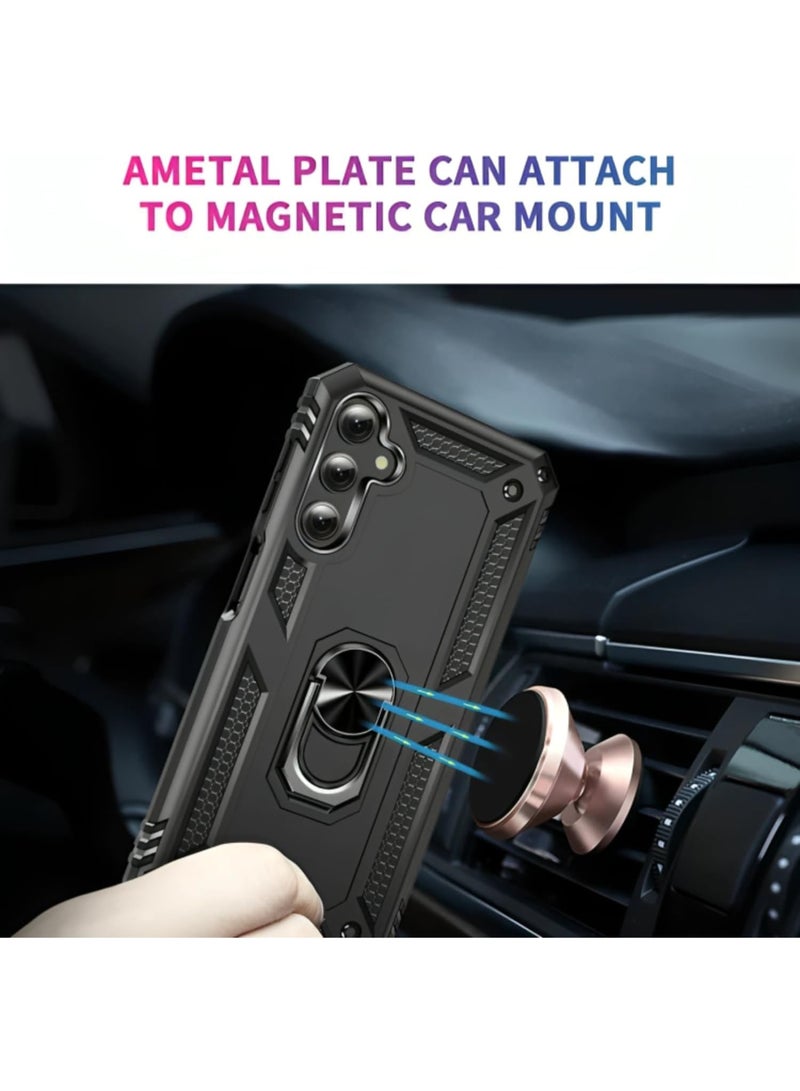 عام غطاء مغناطيسي لسامسونج جالاكسي A17 5G مع حامل حلقي، غلاف هاتف واقي بكامل الجسم 【درجة عسكرية】 من السيليكون TPU مدرع مقاوم للصدمات لسامسونج جالاكسي A17 5G. - Image 3