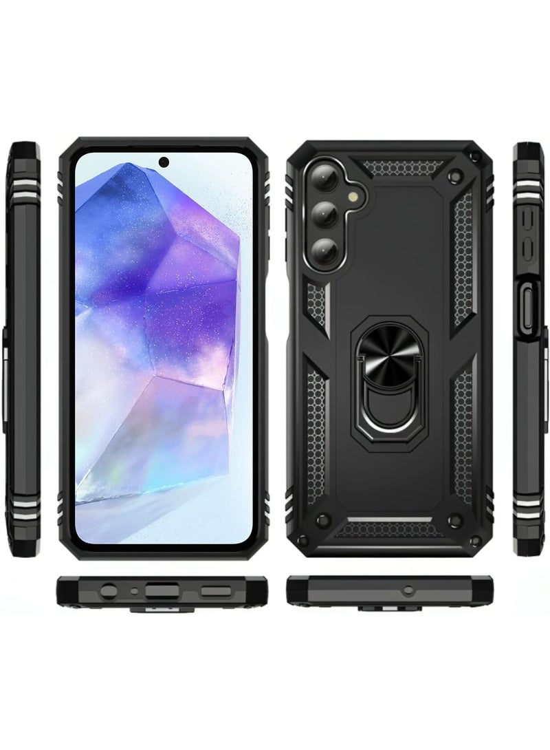 عام غطاء مغناطيسي لسامسونج جالاكسي A17 5G مع حامل حلقي، غلاف هاتف واقي بكامل الجسم 【درجة عسكرية】 من السيليكون TPU مدرع مقاوم للصدمات لسامسونج جالاكسي A17 5G. - Image 2