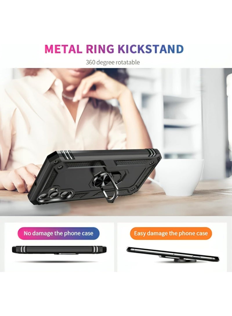 عام غطاء مغناطيسي لسامسونج جالاكسي A17 5G مع حامل حلقي، غلاف هاتف واقي بكامل الجسم 【درجة عسكرية】 من السيليكون TPU مدرع مقاوم للصدمات لسامسونج جالاكسي A17 5G. - Image 4