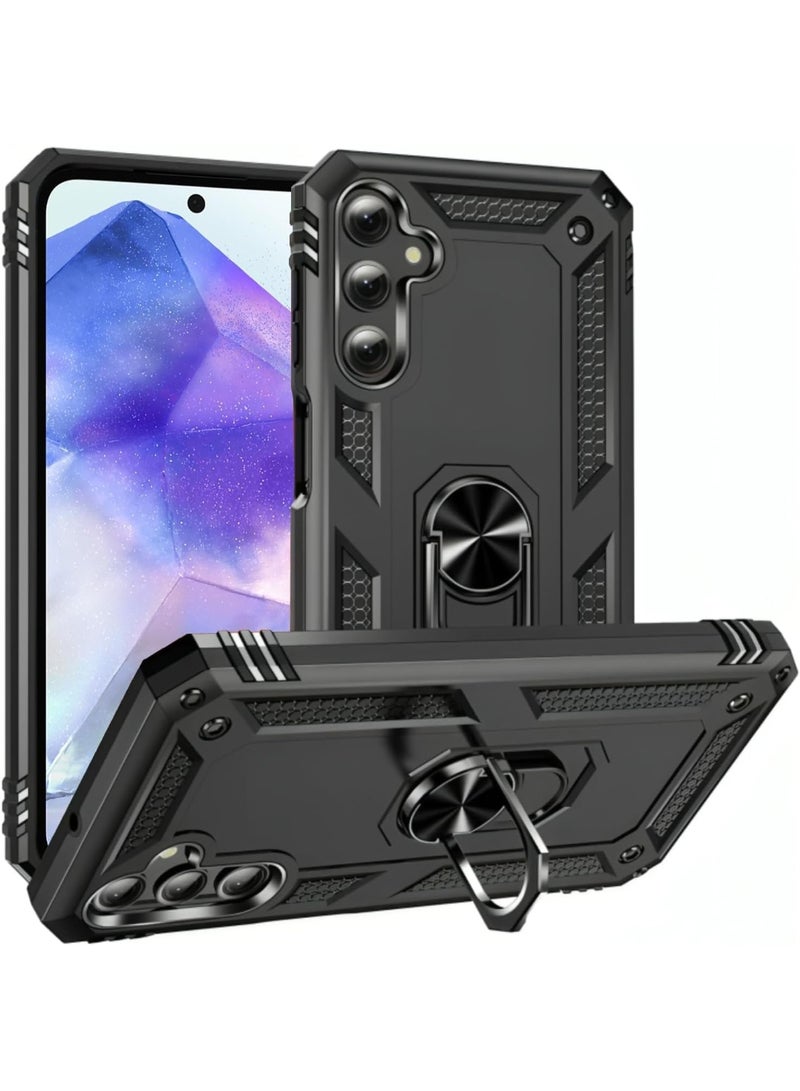 عام غطاء مغناطيسي لسامسونج جالاكسي A17 5G مع حامل حلقي، غلاف هاتف واقي بكامل الجسم 【درجة عسكرية】 من السيليكون TPU مدرع مقاوم للصدمات لسامسونج جالاكسي A17 5G. - Image 1