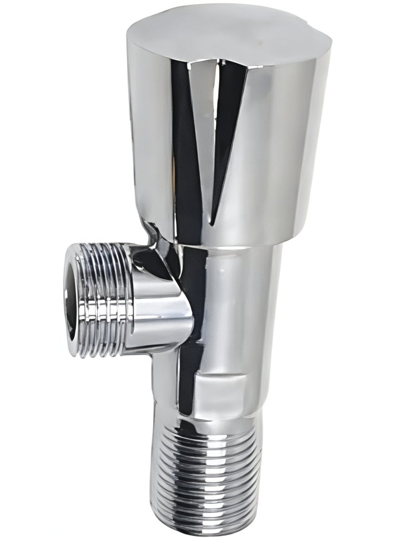 1/2" Angle Valve Short Neck with Round Knob, Zinc Body - Durable Water Flow Control Valve for Bathroom & Kitchen Fixtures