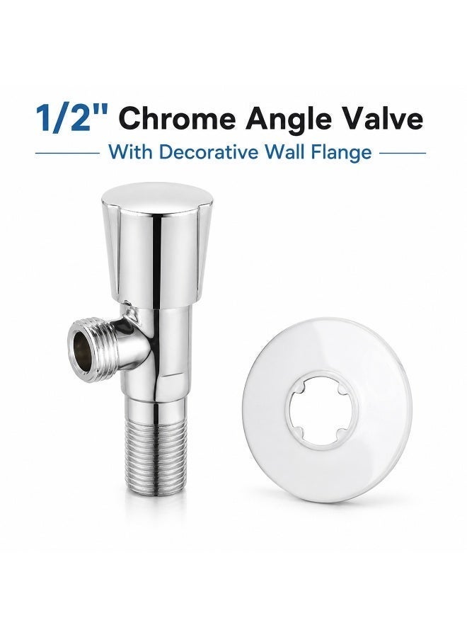 1/2" Angle Valve Short Neck with Round Knob, Zinc Body - Durable Water Flow Control Valve for Bathroom & Kitchen Fixtures - Image 2