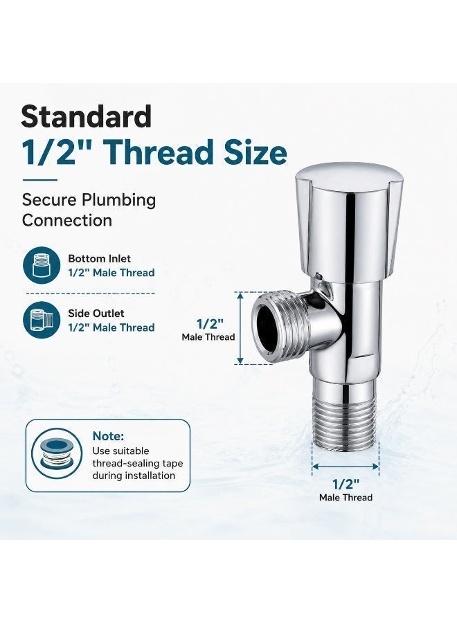 1/2" Angle Valve Short Neck with Round Knob, Zinc Body - Durable Water Flow Control Valve for Bathroom & Kitchen Fixtures - Image 3