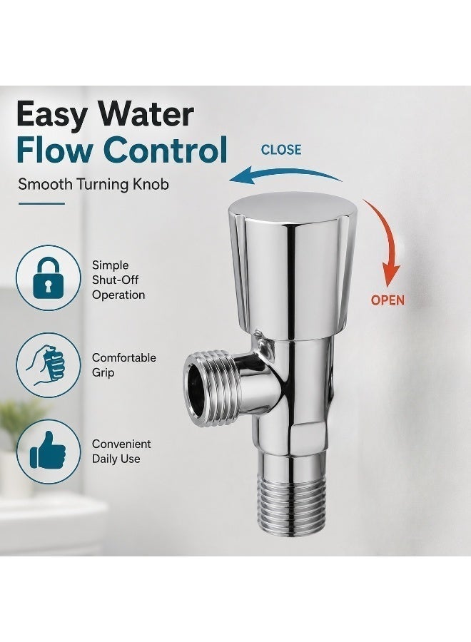 1/2" Angle Valve Short Neck with Round Knob, Zinc Body - Durable Water Flow Control Valve for Bathroom & Kitchen Fixtures - Image 4