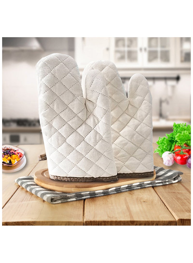 1 Pair Oven Mitts Heat Resistant Cooking Gloves for Kitchen Cooking Baking,13 x 6.9 Inch,White - Image 5
