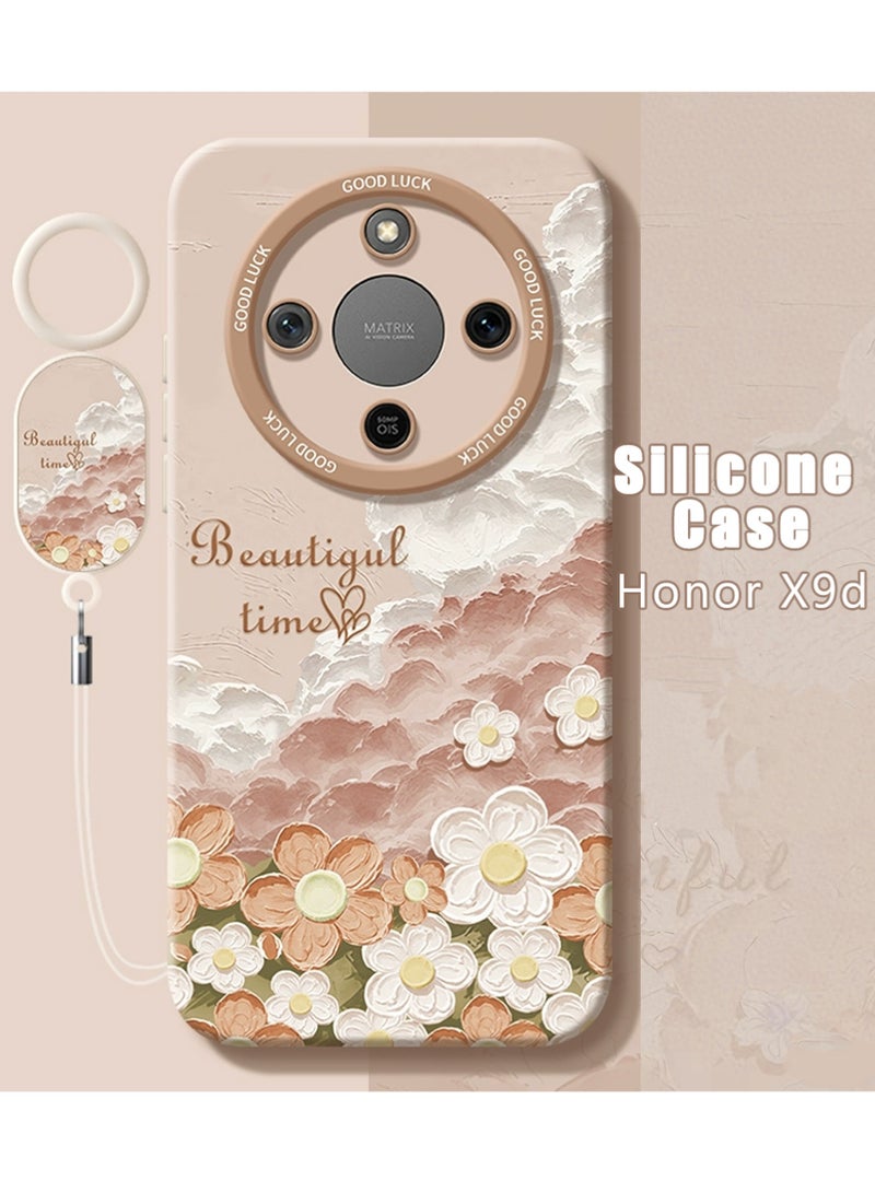 X-level Phone Case for Honor X9d Case, Cute Printed Protection Cover Shockproof Slim Phone Anti-Yellow & Anti-Scratch, With Phone Strap (Light Pink) - Image 1