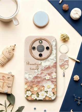 جراب هاتف Honor X9d، غطاء حماية مطبوع لطيف، نحيف مقاوم للصدمات، مقاوم للأصفر والخدش، مع حزام هاتف (وردي فاتح) - view 4