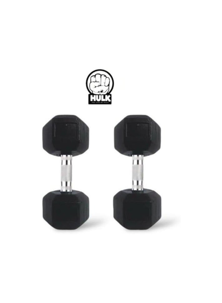 Hulk Hexagonal dumbbell set of shiny solid rubber - two pieces, each weighing 3 kg - Image 1