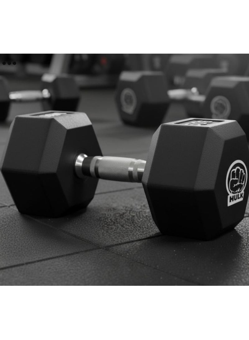 Hulk Hexagonal dumbbell set of shiny solid rubber - two pieces, each weighing 3 kg - Image 2