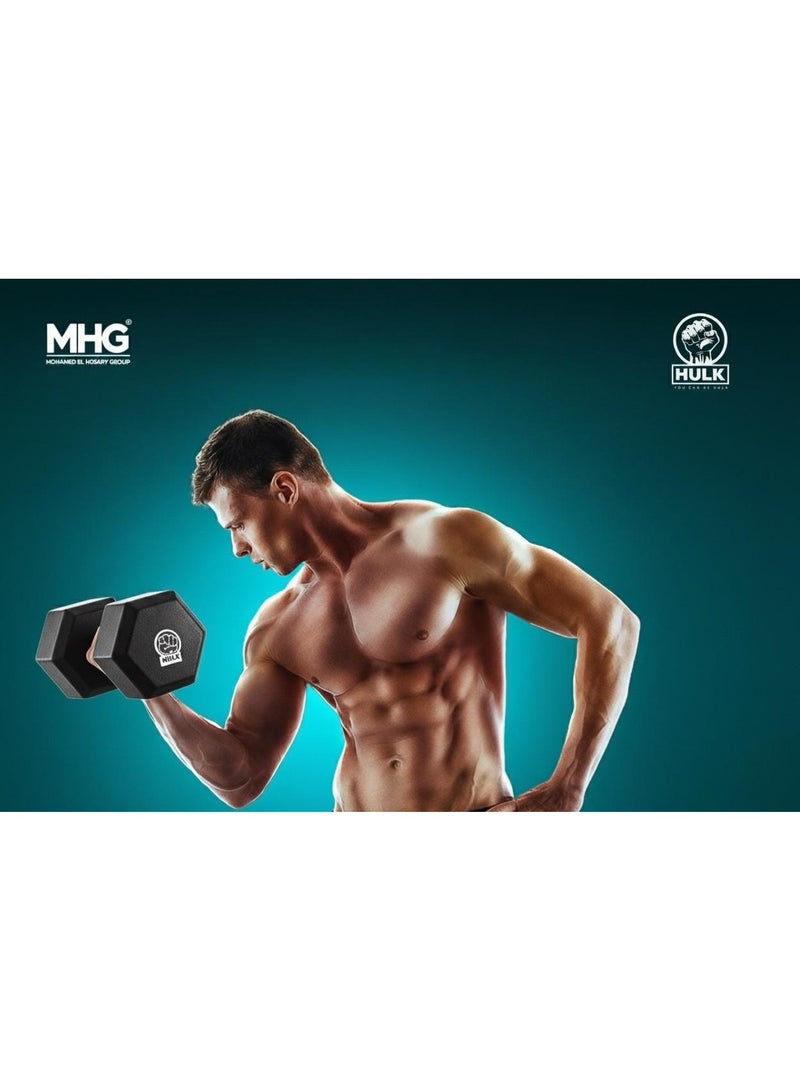 Hulk Hexagonal dumbbell set of shiny solid rubber - two pieces, each weighing 3 kg - Image 4